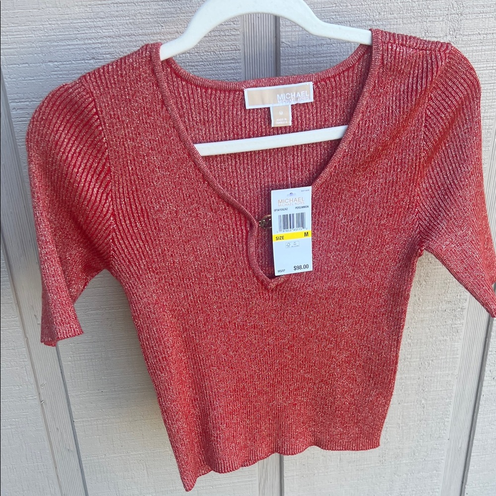 Michael Kors Sparkling Red Knit Top